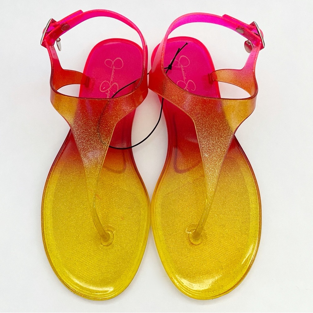 Jessica Simpson Ombre Jelly Sandals Shoes Womens Size 7 Shoes Hot Pink Yellow